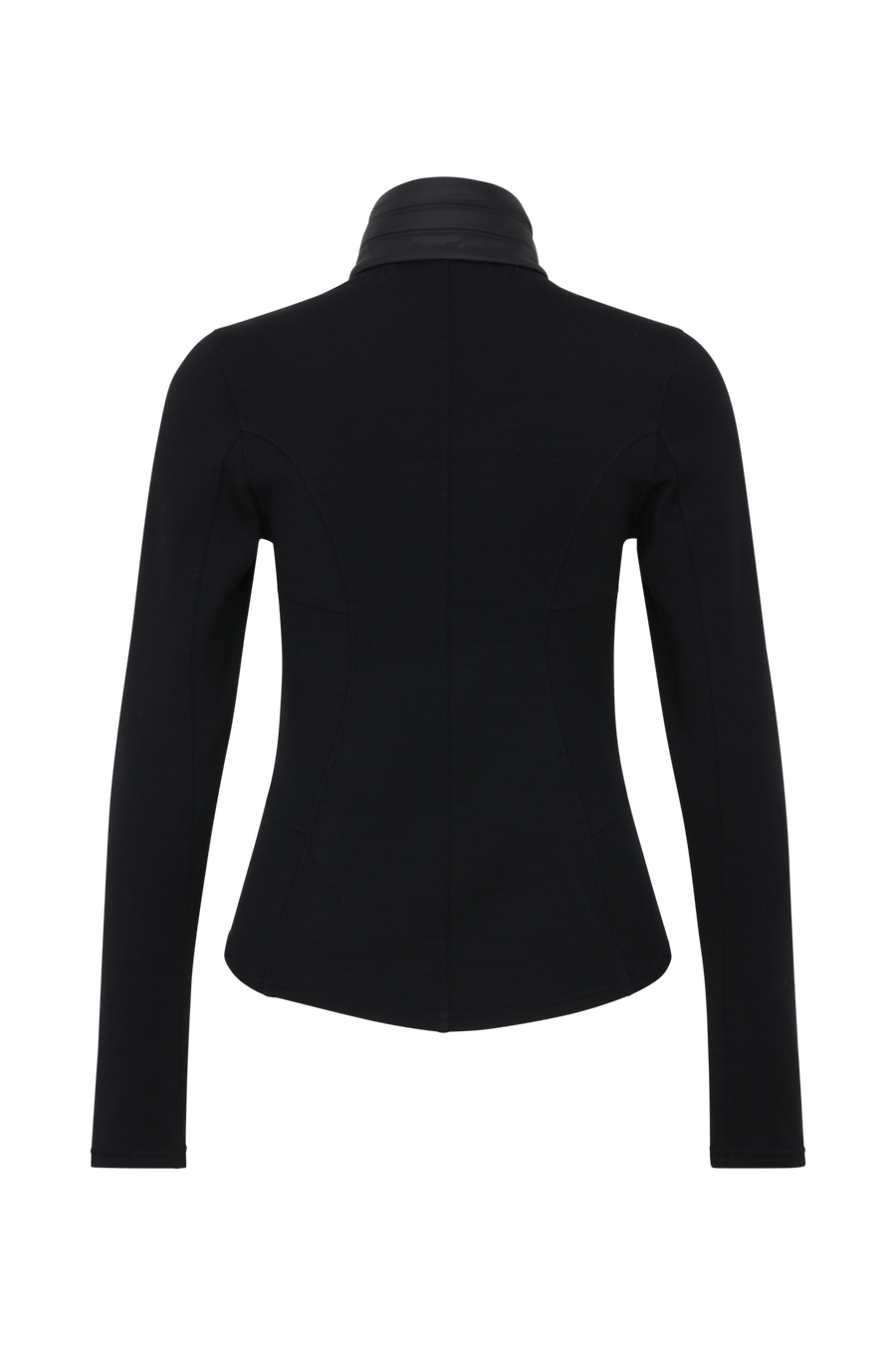 Sportjacke aus Wool Powerstretch in der Farbe Black (Modell 562624_Jana-PSW), Rueckansicht – figurbetonte Passform, durchgehender Reißverschluss und hoher Kragen