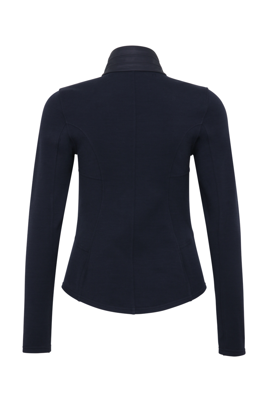 Sportjacke aus Wool Powerstretch in der Farbe Midnight (Modell 562624_Jana-PSW), Rueckansicht– figurbetonte Passform, durchgehender Reißverschluss und hoher Kragen