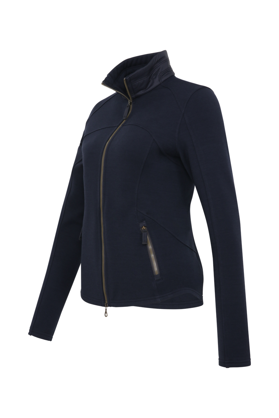 Sportjacke aus Wool Powerstretch in der Farbe Midnight (Modell 562624_Jana-PSW), Seitenansicht – figurbetonte Passform, durchgehender Reißverschluss und hoher Kragen