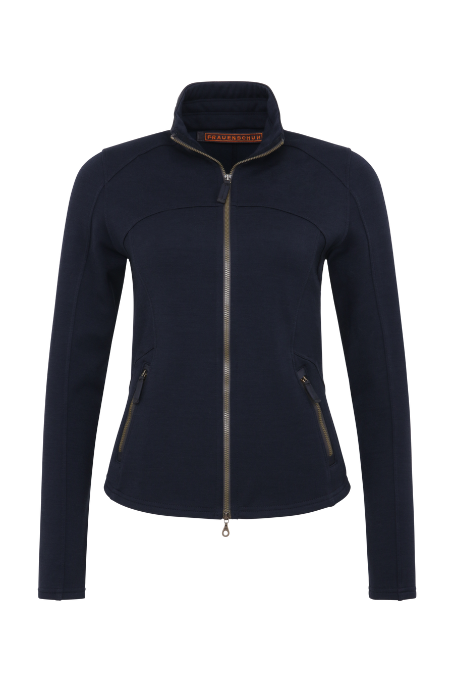 Sportjacke aus Wool Powerstretch in der Farbe Midnight (Modell 562624_Jana-PSW), Vorderansicht – figurbetonte Passform, durchgehender Reißverschluss und hoher Kragen