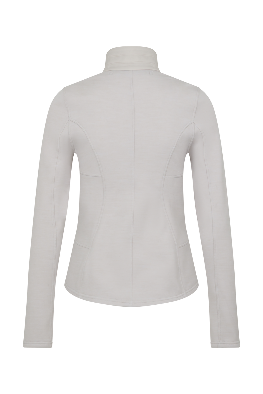 Sportjacke aus Wool Powerstretch in der Farbe Sandstone (Modell 562624_Jana-PSW), Rueckansicht – figurbetonte Passform, durchgehender Reißverschluss und hoher Kragen