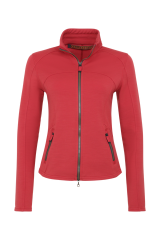 Sportjacke aus Wool Powerstretch in der Farbe Poppy (Modell 562624_Jana-PSW), Vorderansicht – figurbetonte Passform, durchgehender Reißverschluss und hoher Kragen