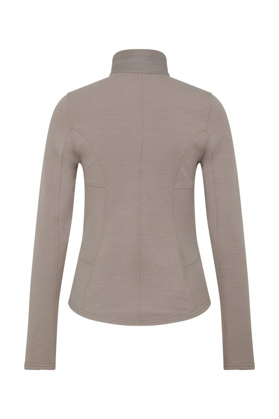 Sportjacke aus Wool Powerstretch in der Farbe Cashmere (Modell 562624_Jana-PSW), Rueckansicht– figurbetonte Passform, durchgehender Reißverschluss und hoher Kragen