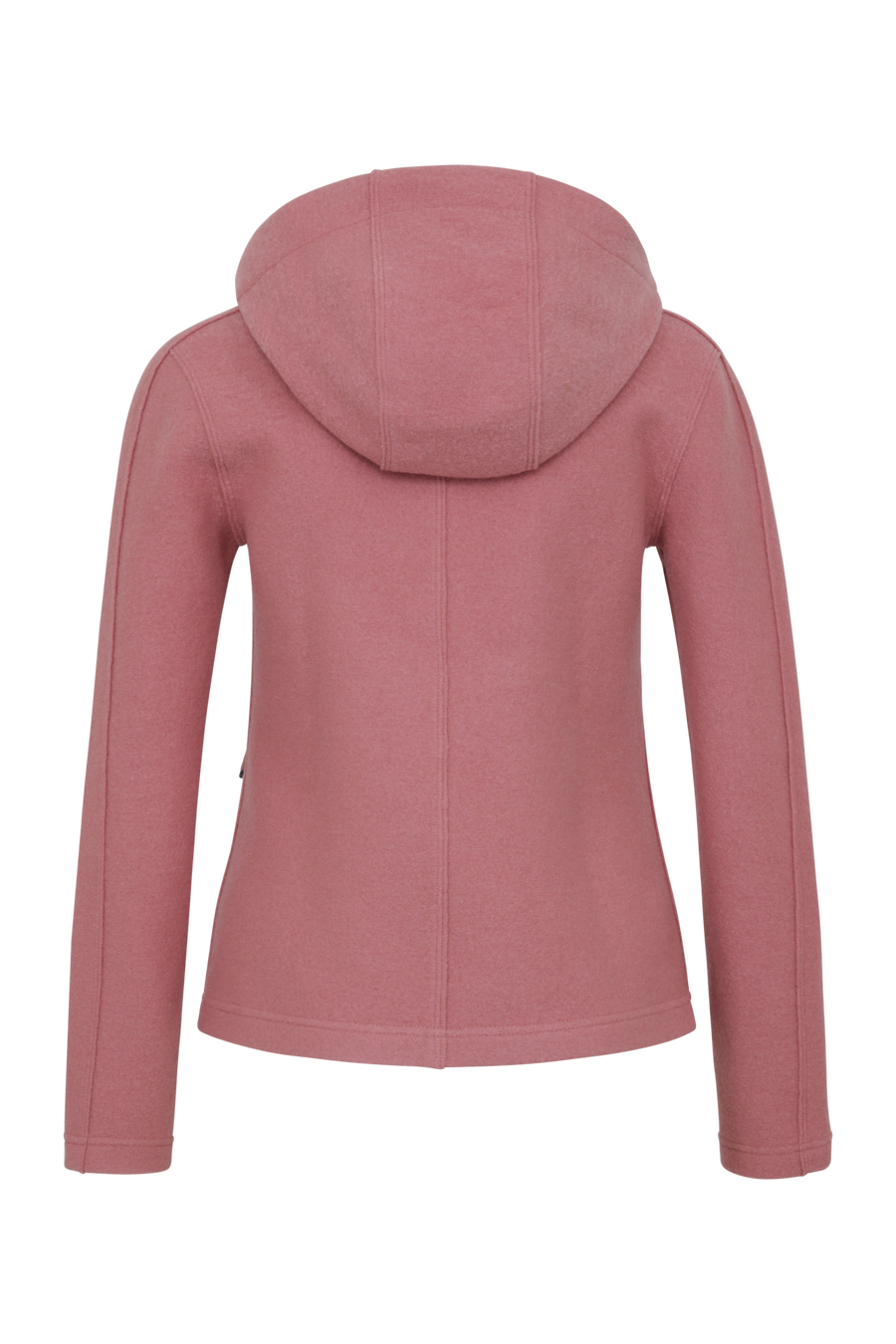 Sportliche Damen-Walkjacke mit Kapuze von Frauenschuh in Softpink (Modell 506129 Rania-CW), Rueckansicht. Made in Austria