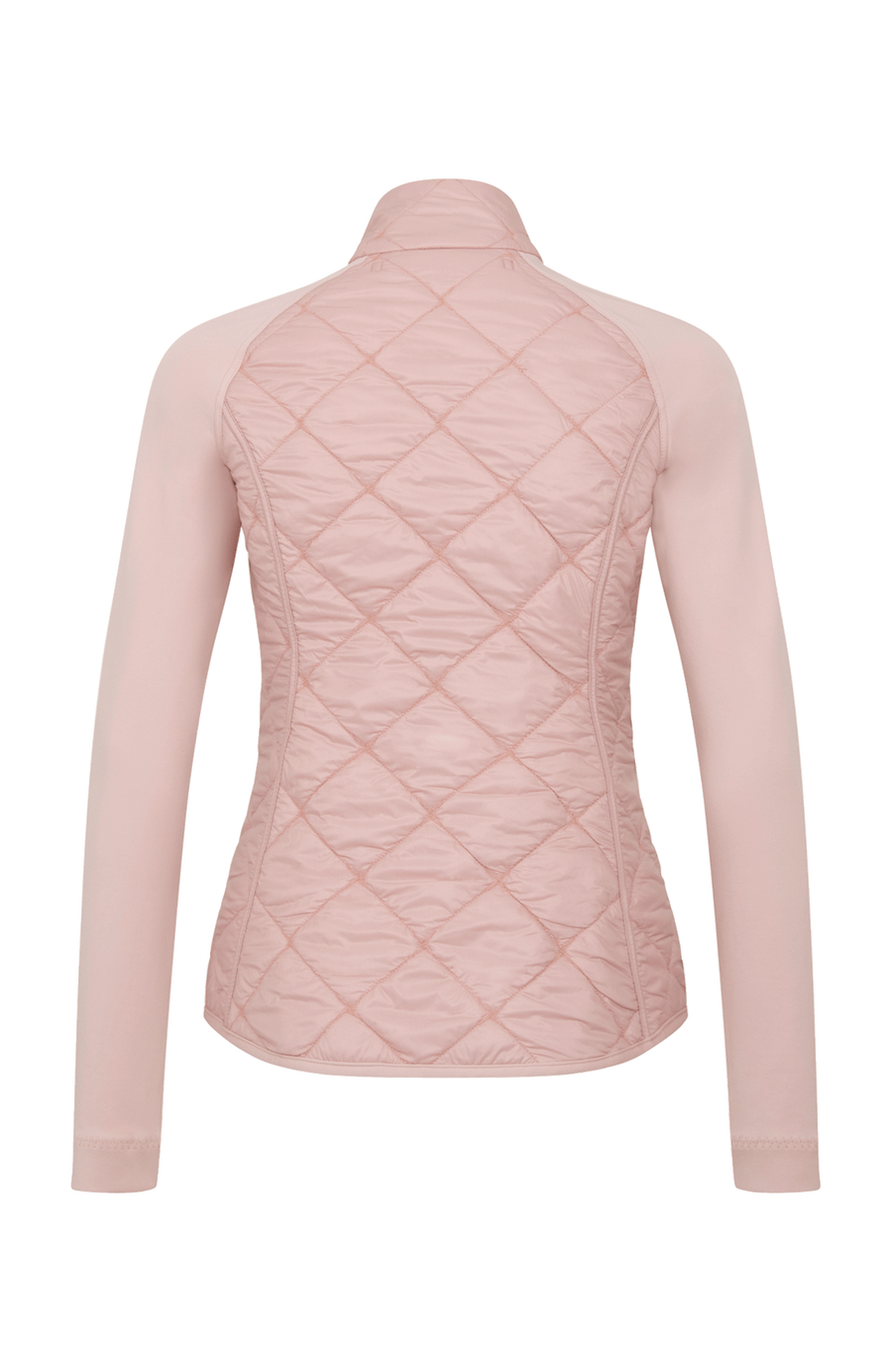 Steppjacke mit Natural Powerstretch, Modell 633710 Karen-QNP in Farbe 1030 dustyrose Rueckansicht kombiniert mit Frauenschuh Kitzbühel Produkten, Made in Austria