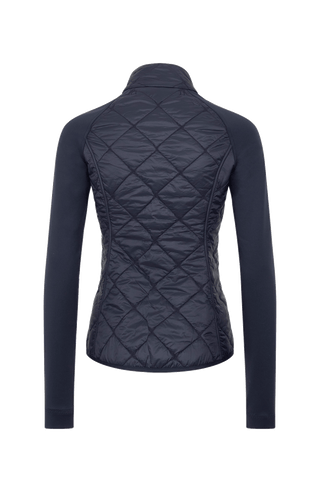 Steppjacke mit Natural Powerstretch, Modell 633710 Karen-QNP in Farbe 1630 midnight– Rueckansicht, kombiniert mit Frauenschuh Kitzbühel Produkten, Made in Austria