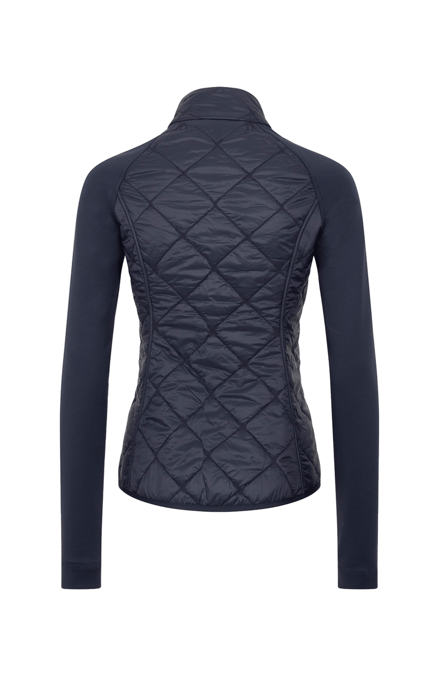 Steppjacke mit Natural Powerstretch, Modell 633710 Karen-QNP in Farbe 1630 midnight– Rueckansicht, kombiniert mit Frauenschuh Kitzbühel Produkten, Made in Austria