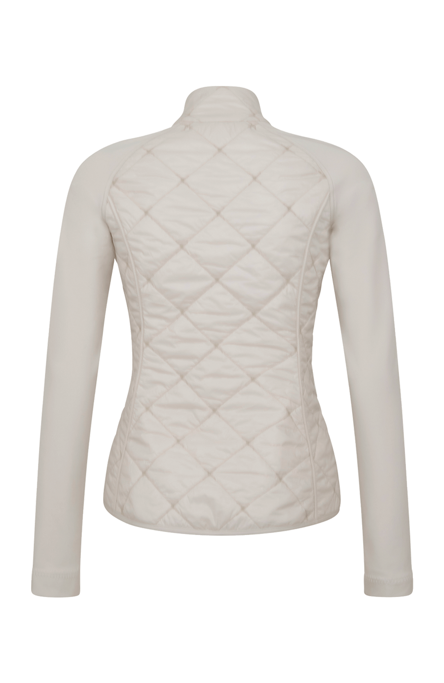 Steppjacke mit Natural Powerstretch, Modell 633710 Karen-QNP in Farbe 2350 sandstone  Rueckansicht kombiniert mit Frauenschuh Kitzbühel Produkten, Made in Austria