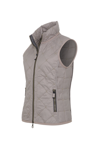 Steppweste für Damen, Modell Tracy-QL, Farbe Cashmere, Seitenansicht Frauenschuh Made in Austria
