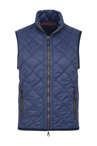 Steppweste für Herren, Modell 251614 Henri-QL, Farbe 2499 Alaska Blue, Vorderansicht – zeigt das Frontdesign, die Taschen und den Reißverschluss der Weste.