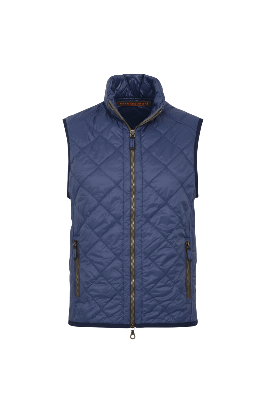 Steppweste für Herren, Modell 251614 Henri-QL, Farbe 2499 Alaska Blue, Vorderansicht – zeigt das Frontdesign, die Taschen und den Reißverschluss der Weste.