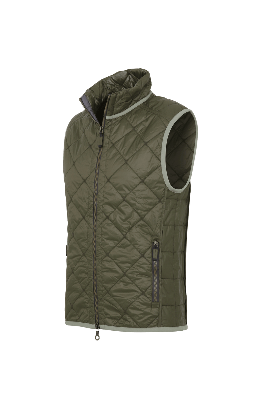 Steppweste für Herren, Modell 251614 Henri-QL, Farbe 849 Ivy, Seitenansicht – zeigt den seitlichen Schnitt und die Passform der Weste.
