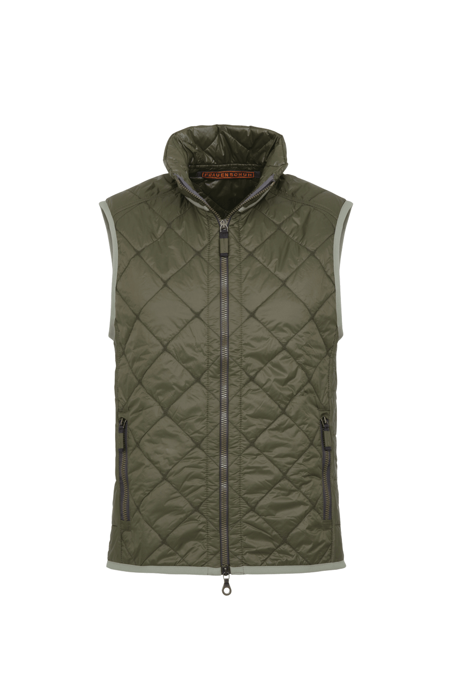 Steppweste für Herren, Modell 251614 Henri-QL, Farbe 849 Ivy, Vorderansicht – zeigt das Frontdesign, den Reißverschluss und die Passform der Weste.