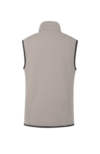 Steppweste für Herren mit Wool Powerstrecht im Rücken Farbe cashmere, beige Rueckansicht.