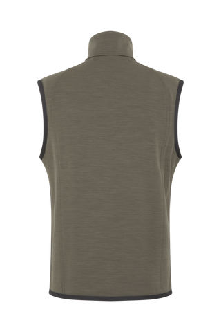 Steppweste für Herren mit Wool Powerstrecht im Rücken Farben Ivy-grün, Rueckansicht.
