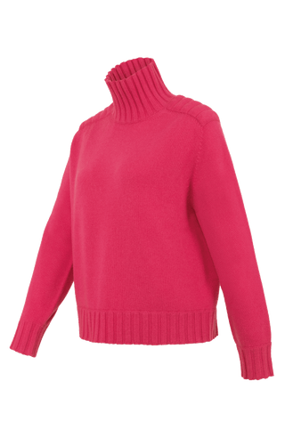 Strickpullover mit Rollkragen pink von seite