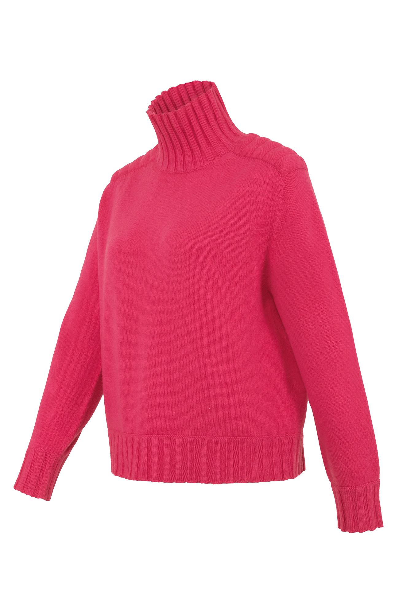 Strickpullover mit Rollkragen pink von seite