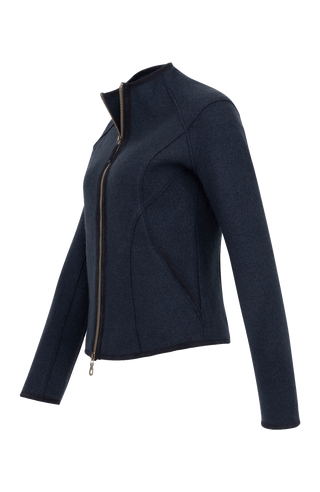 Taillierte Walkjacke für Damen, Modell 638129 Joy-CW, Farbe Midnight (1630), Seitenansicht, Made in Austria