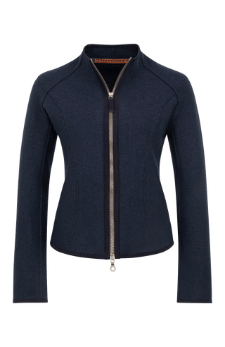 Taillierte Walkjacke für Damen, Modell 638129 Joy-CW, Farbe Midnight (1630), Vorderansicht, Made in Austria