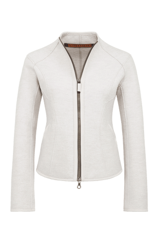 Taillierte Walkjacke für Damen, Modell 638129 Joy-CW, Farbe beige Vorderansicht, Made in Austria