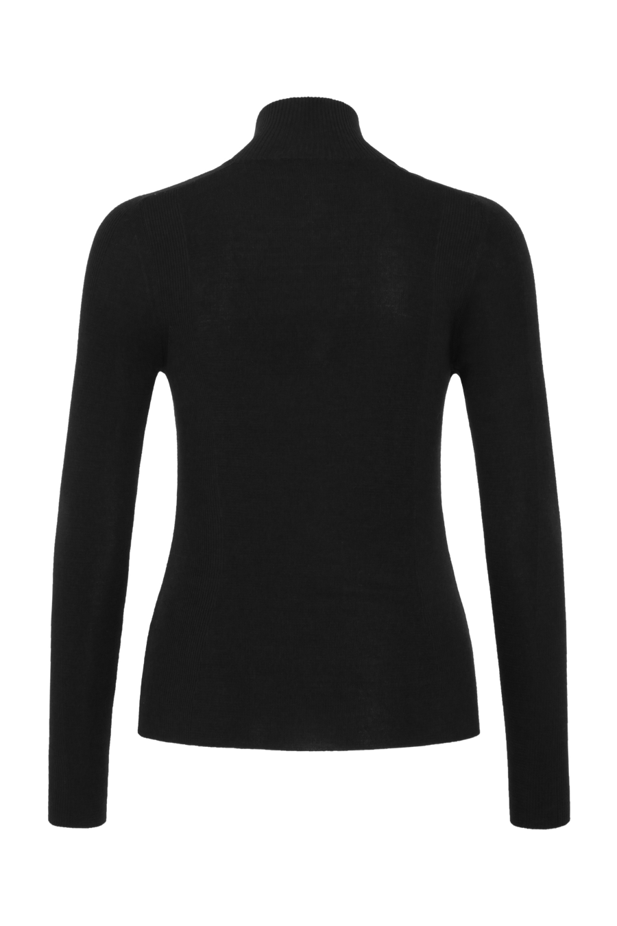 Damen Unterziehshirt Modell 713560 Jean-MV in Schwarz, Rueckansicht aus feinster Merinowolle von Frauenschuh