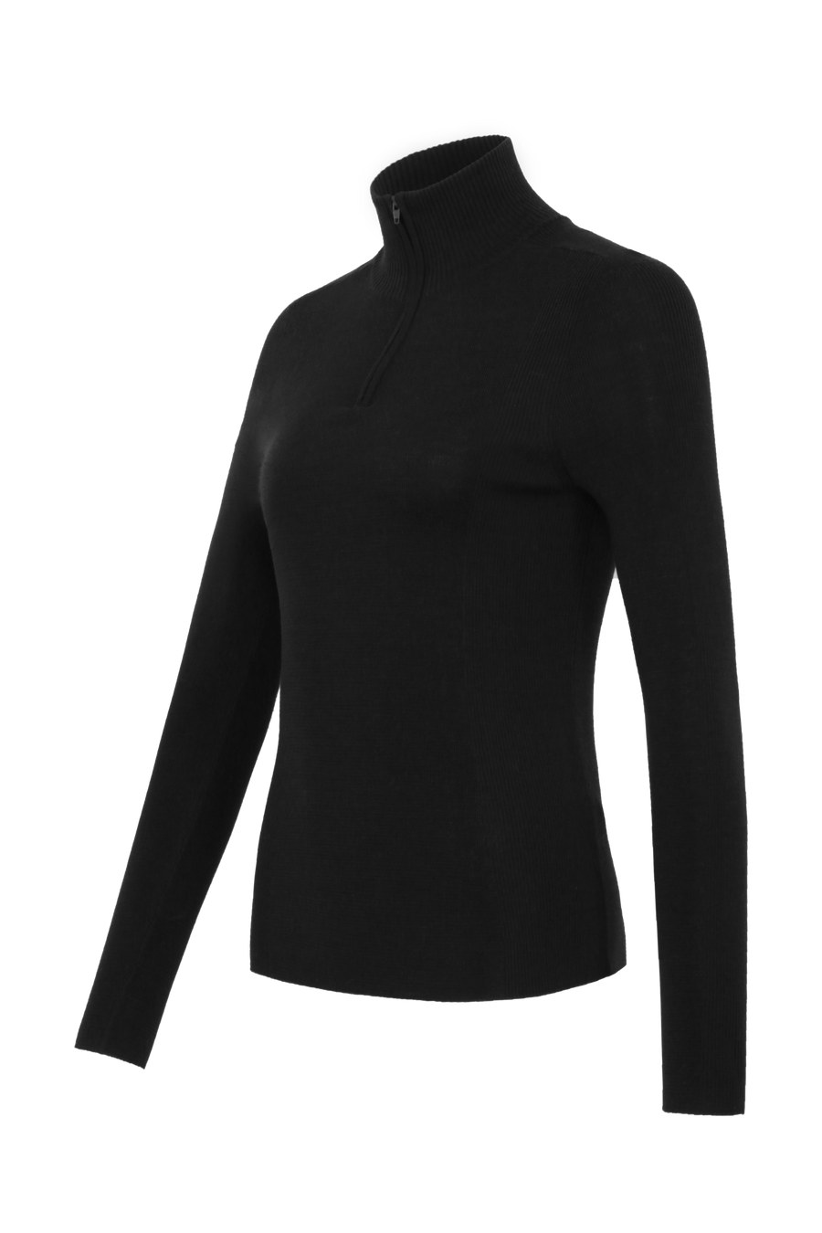 Damen Unterziehshirt Modell 713560 Jean-MV in Schwarz, Seitenansicht, aus feinster Merinowolle von Frauenschuh
