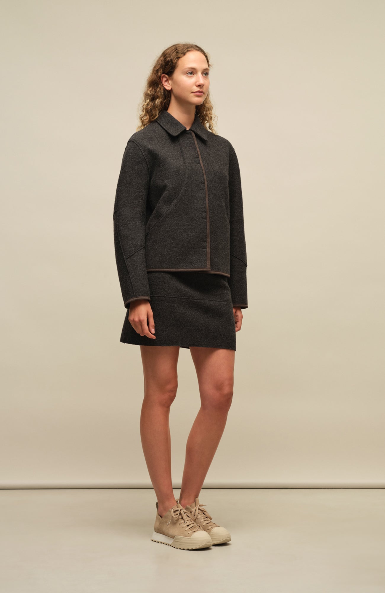 Boiled wool jacket - Violet
