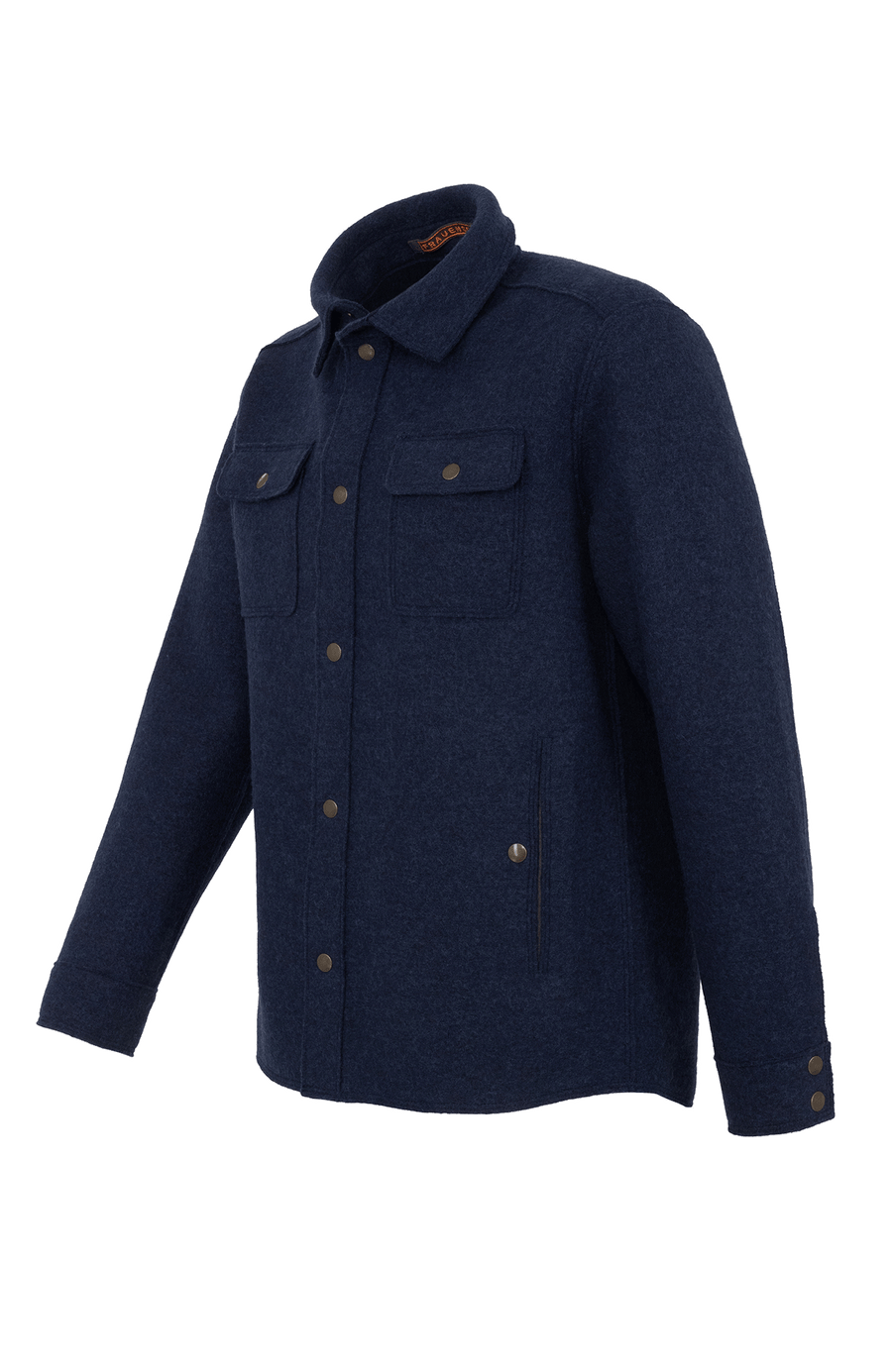 Herren Walkjacke im Holzfäller-Stil Valentin-CW (Modell 003129) in Farbe alaskablue Seitenansicht FRAUENSCHUH Kitzbühel, made in Austria