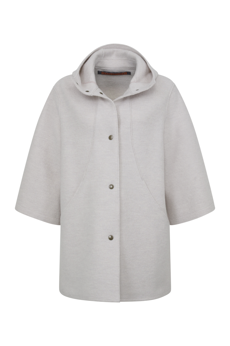 Elegantes Damen-Walkcape Modell 705129 Desiree-CW in den Farben Sandstone, Cashmere und Midnight – gefertigt in Österreich aus feinster Merinowolle