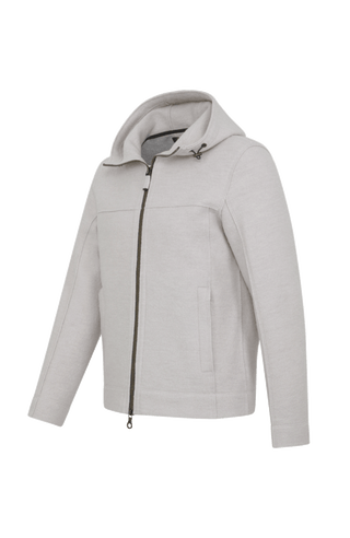 Walkjacke für Herren mit Kapuze in Beige – Modell Kian-CW, Seitenansicht