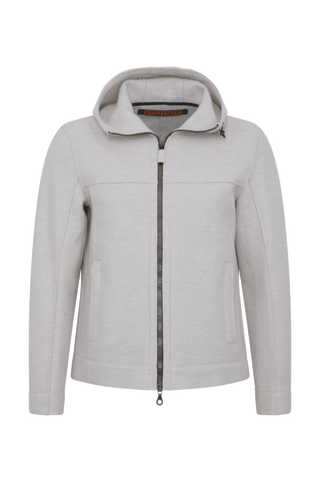 Walkjacke für Herren mit Kapuze in Beige – Modell Kian-CW, Vorderansicht