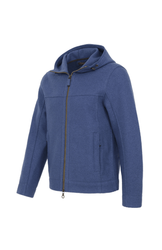Walkjacke für Herren mit Kapuze in Blau – Modell Kian-CW, Seitenansicht 