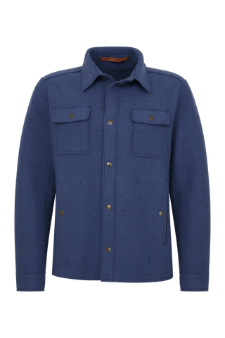 Herren Walkjacke im Holzfäller-Stil Valentin-CW (Modell 003129) in Farbe oceanblue Vorderansicht– FRAUENSCHUH Kitzbühel, made in Austria