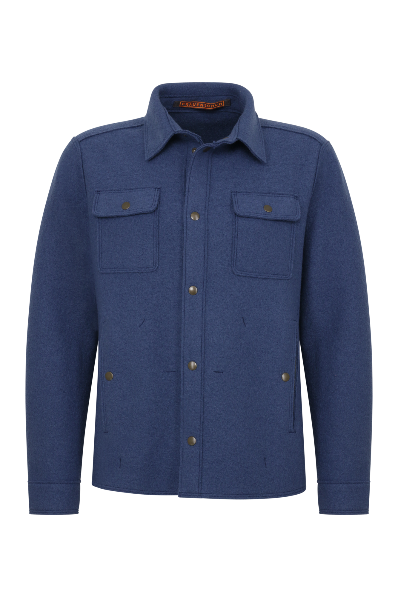 Herren Walkjacke im Holzfäller-Stil Valentin-CW (Modell 003129) in Farbe oceanblue Vorderansicht– FRAUENSCHUH Kitzbühel, made in Austria
