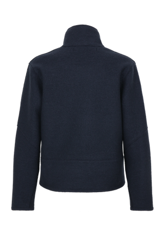 Kurz geschnittene Damen-Walkjacke von Frauenschuh, Modell 704129 Violet2.0-CW, Farbe Midnight Rueckansicht – nachhaltig gefertigt aus mulesingfreier Schurwolle