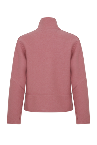 Kurz geschnittene Damen-Walkjacke von Frauenschuh, Modell 704129 Violet2.0-CW, Farbe softpink Rueckansicht – nachhaltig gefertigt aus mulesingfreier Schurwolle