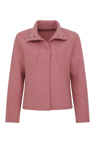 Kurz geschnittene Damen-Walkjacke von Frauenschuh, Modell 704129 Violet2.0-CW, Farbe softpink Vorderansicht  – nachhaltig gefertigt aus mulesingfreier Schurwolle