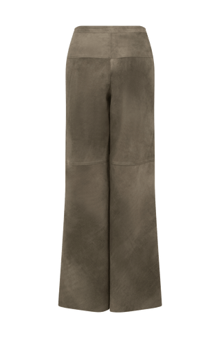 Damenhose aus Veloursleder in olivegrün – Modell Kati-CV 623693, Rueckansicht