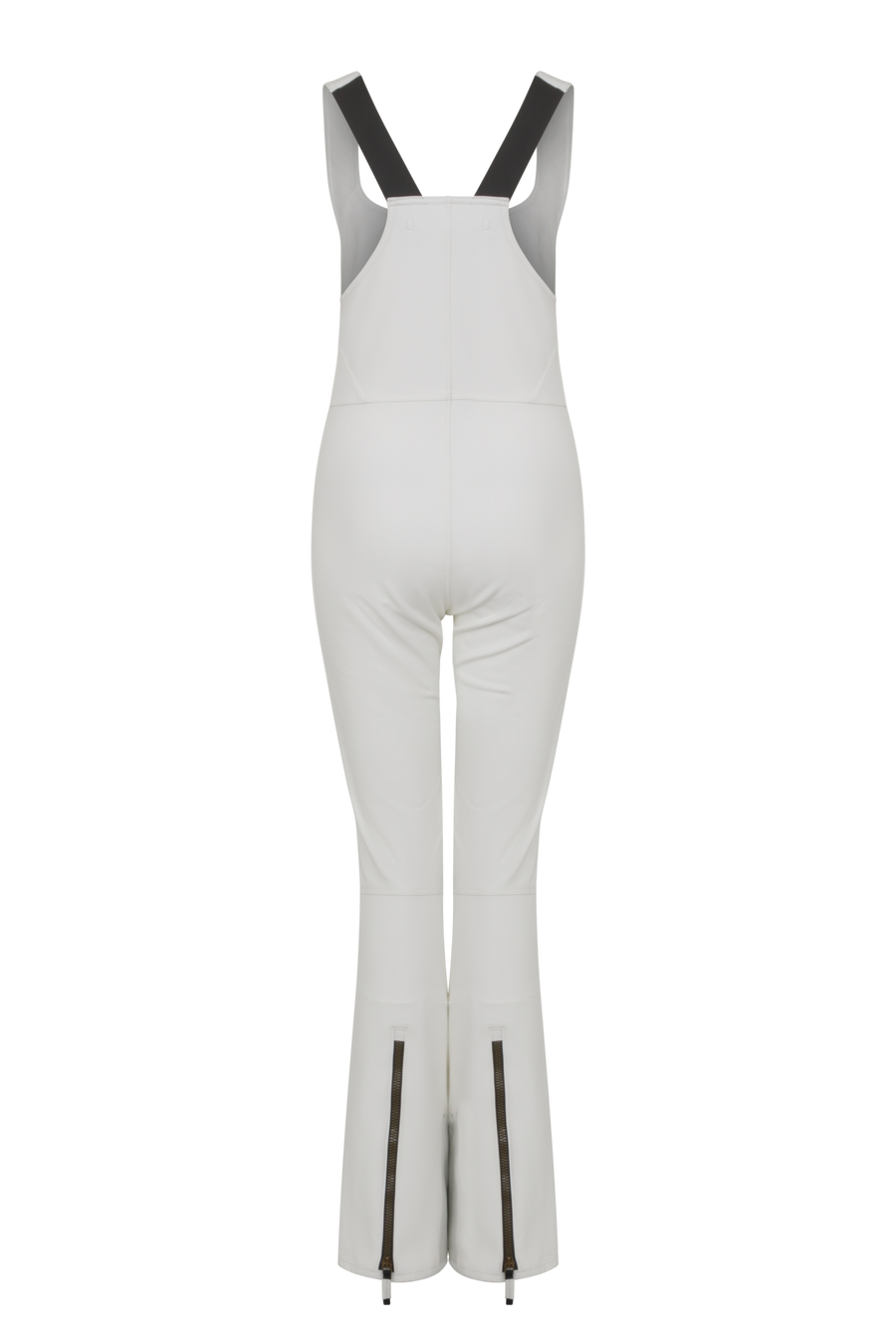Ski-Catsuit Davina2.0-S im Latzhosen-Stil ohne Ärmel, schmaler figurbetonter Schnitt mit ausgestelltem Bein und femininer Bustier-Ausschnitt. Streifen an den Beinaußenseiten aus Alcantara-Leder, Träger hinten aus elastischem Gummi, ergonomisches Knie, langer Zipper, auffallende Nähte, Seitentaschen mit Zip, Kantenschutz aus Alcantara-Leder und Schneefang. Enganliegend und feminin, betont die Silhouette und Bewegungsfreiheit. In der Farbe milchig/weiß (Farbe: cloud)
