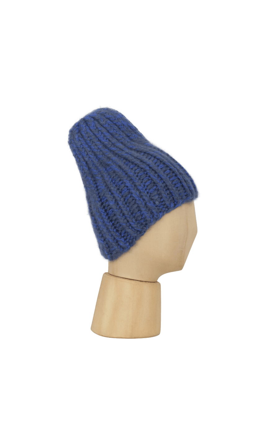 Beanie1, handgestrickt aus 100 % Kaschmir, luxuriös weich, fühlt sich an wie Seide, kratzt nicht. Klassischer Rippstrick für perfekten Sitz, modern im Bi-Color-Design, wärmend, leicht und hautfreundlich. Perfekt für kalte Tage. In der Farbe Blau (Farbe: alaska blue)