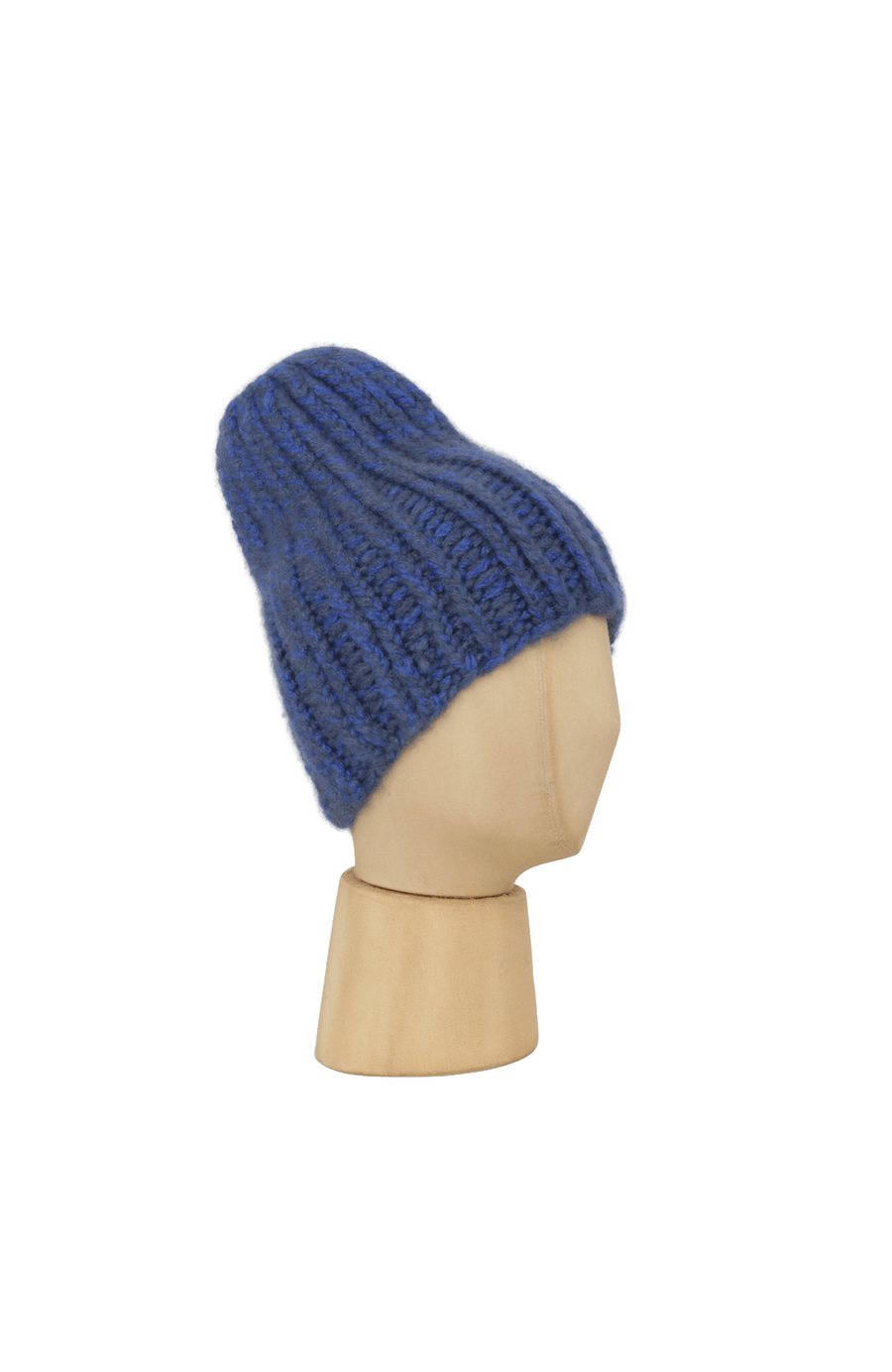 Beanie1, handgestrickt aus 100 % Kaschmir, luxuriös weich, fühlt sich an wie Seide, kratzt nicht. Klassischer Rippstrick für perfekten Sitz, modern im Bi-Color-Design, wärmend, leicht und hautfreundlich. Perfekt für kalte Tage. In der Farbe Blau (Farbe: alaska blue)