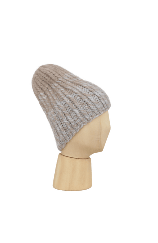 Beanie1, handgestrickt aus 100 % Kaschmir, luxuriös weich, fühlt sich an wie Seide, kratzt nicht. Klassischer Rippstrick für perfekten Sitz, modern im Bi-Color-Design, wärmend, leicht und hautfreundlich. Perfekt für kalte Tage. In der Farbe Hellbraun (Farbe: cashmere)