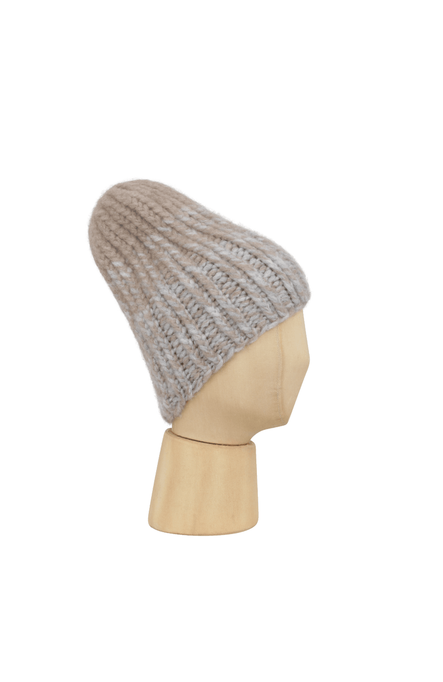 Beanie1, handgestrickt aus 100 % Kaschmir, luxuriös weich, fühlt sich an wie Seide, kratzt nicht. Klassischer Rippstrick für perfekten Sitz, modern im Bi-Color-Design, wärmend, leicht und hautfreundlich. Perfekt für kalte Tage. In der Farbe Hellbraun (Farbe: cashmere)