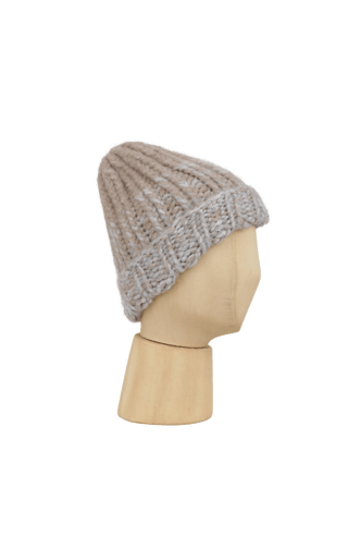 Beanie1, handgestrickt aus 100 % Kaschmir, luxuriös weich, fühlt sich an wie Seide, kratzt nicht. Klassischer Rippstrick für perfekten Sitz, modern im Bi-Color-Design, wärmend, leicht und hautfreundlich. Perfekt für kalte Tage. In der Farbe Hellbraun (Farbe: cashmere)