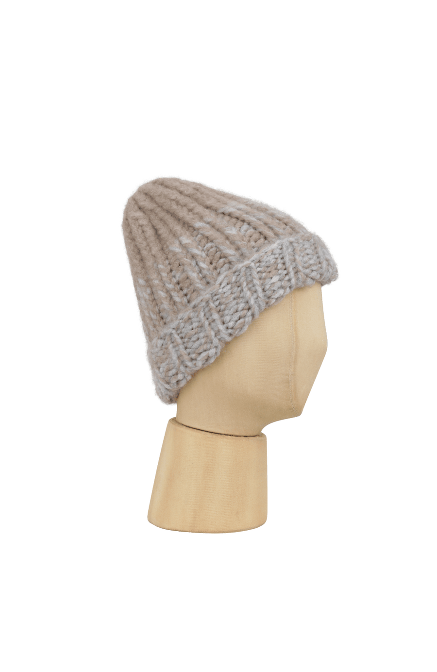 Beanie1, handgestrickt aus 100 % Kaschmir, luxuriös weich, fühlt sich an wie Seide, kratzt nicht. Klassischer Rippstrick für perfekten Sitz, modern im Bi-Color-Design, wärmend, leicht und hautfreundlich. Perfekt für kalte Tage. In der Farbe Hellbraun (Farbe: cashmere)