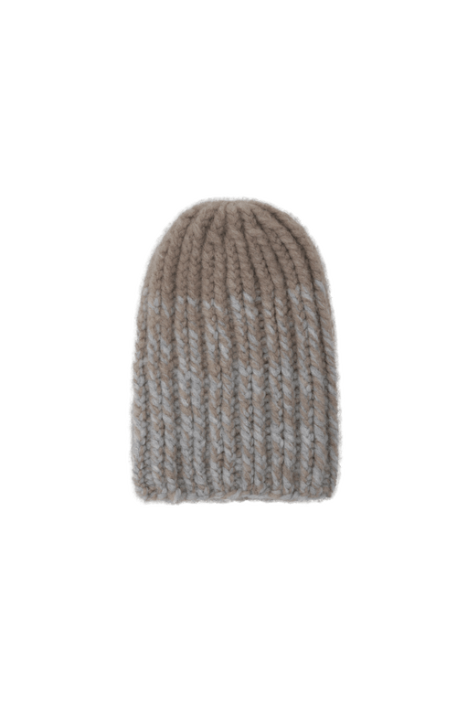 Beanie1, handgestrickt aus 100 % Kaschmir, luxuriös weich, fühlt sich an wie Seide, kratzt nicht. Klassischer Rippstrick für perfekten Sitz, modern im Bi-Color-Design, wärmend, leicht und hautfreundlich. Perfekt für kalte Tage. In der Farbe Hellbraun (Farbe: cashmere)