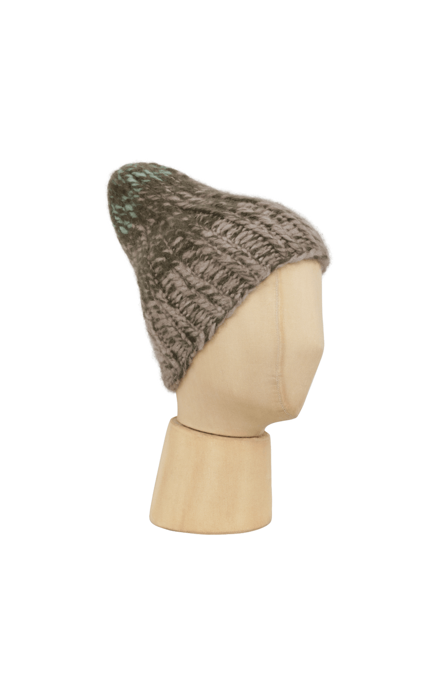 Beanie1, handgestrickt aus 100 % Kaschmir, luxuriös weich, fühlt sich an wie Seide, kratzt nicht. Klassischer Rippstrick für perfekten Sitz, modern im Bi-Color-Design, wärmend, leicht und hautfreundlich. Perfekt für kalte Tage. In der Farbe Grün-Braun (Farbe: ivy color)