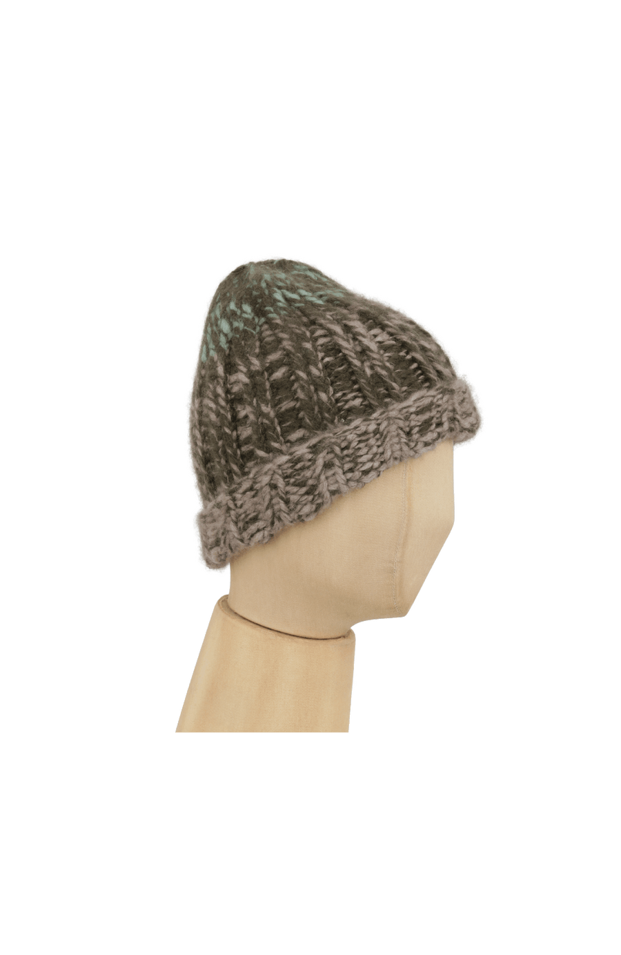 Beanie1, handgestrickt aus 100 % Kaschmir, luxuriös weich, fühlt sich an wie Seide, kratzt nicht. Klassischer Rippstrick für perfekten Sitz, modern im Bi-Color-Design, wärmend, leicht und hautfreundlich. Perfekt für kalte Tage. In der Farbe Grün-Braun (Farbe: ivy color)