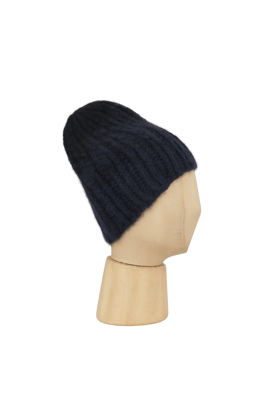 Beanie1, handgestrickt aus 100 % Kaschmir, luxuriös weich, fühlt sich an wie Seide, kratzt nicht. Klassischer Rippstrick für perfekten Sitz, modern im Bi-Color-Design, wärmend, leicht und hautfreundlich. Perfekt für kalte Tage. In der Farbe Dunkelblau (Farbe: midnight)