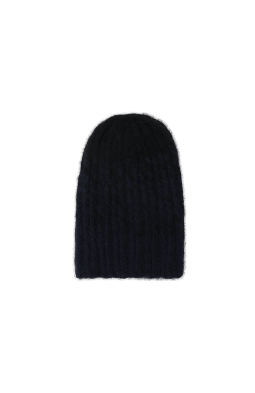 Beanie1, handgestrickt aus 100 % Kaschmir, luxuriös weich, fühlt sich an wie Seide, kratzt nicht. Klassischer Rippstrick für perfekten Sitz, modern im Bi-Color-Design, wärmend, leicht und hautfreundlich. Perfekt für kalte Tage. In der Farbe Dunkelblau (Farbe: midnight)